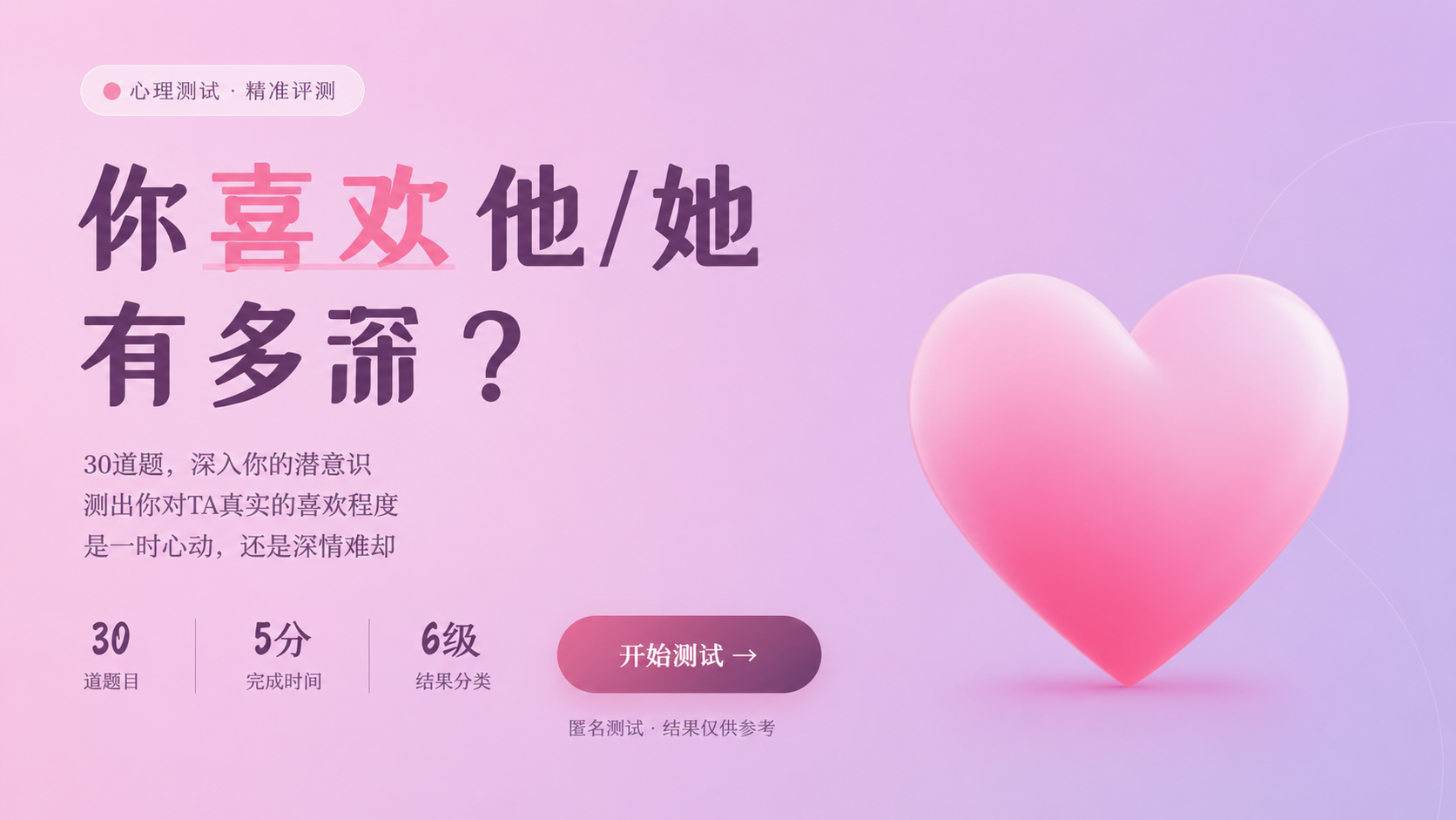 你喜欢他/她有多深？ 趣味测试预览图